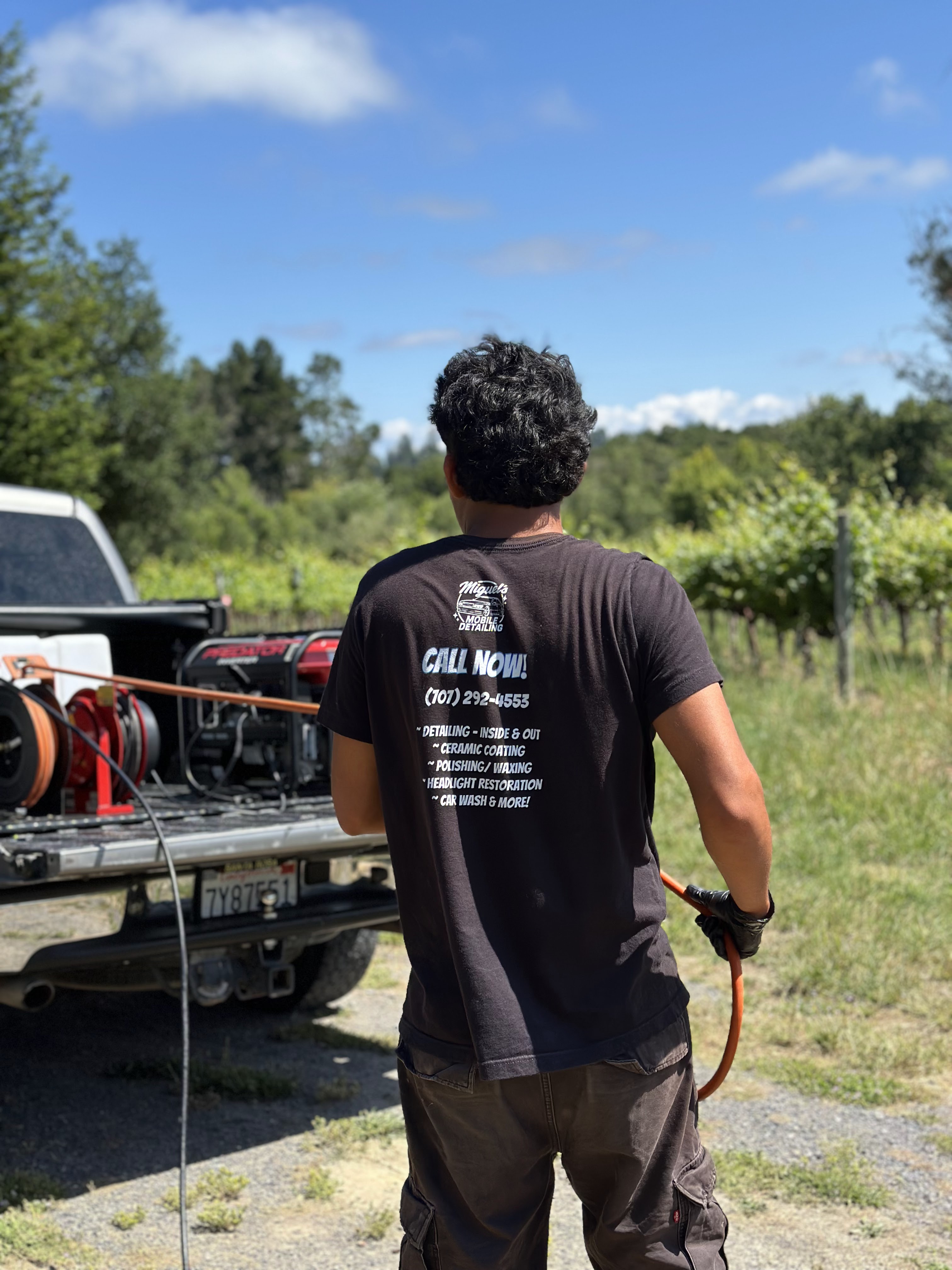 Miguel's mobile car detailing service vehicle serving Healdsburg, California