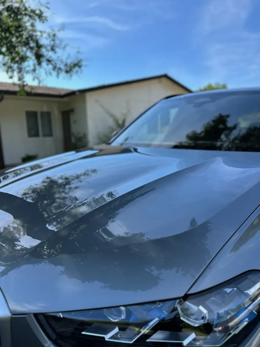 glossy vehicle paint protected with ceramic coating