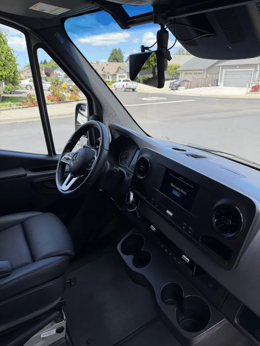 Mercedes Sprinter cab and dashboard after interior detailing